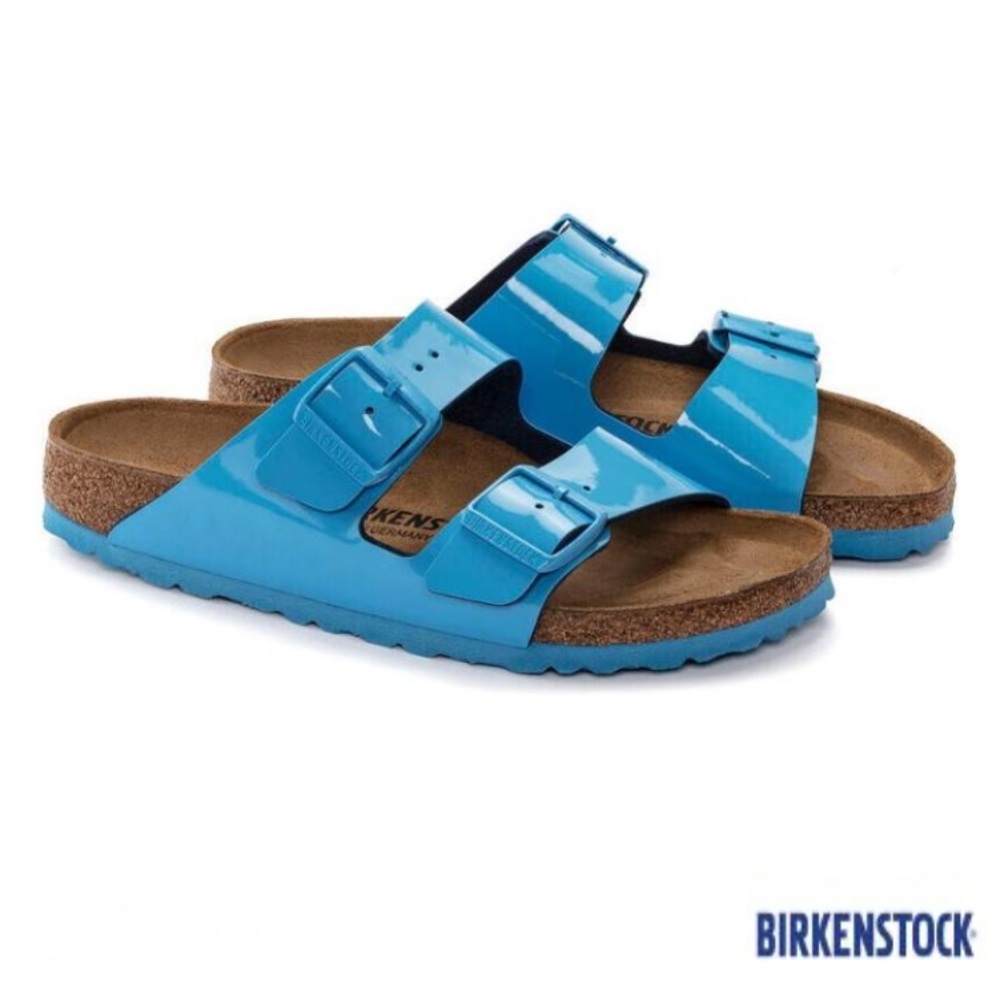 ☀️Birkenstock Arizona 6 Turquoise Patent Leather Sandals with Double Straps ☀️ - Picture 12 of 12